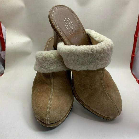 Coach Heel Slippers 3418 Kacie Womans Size 8.5 Tan - Picture 1 of 7